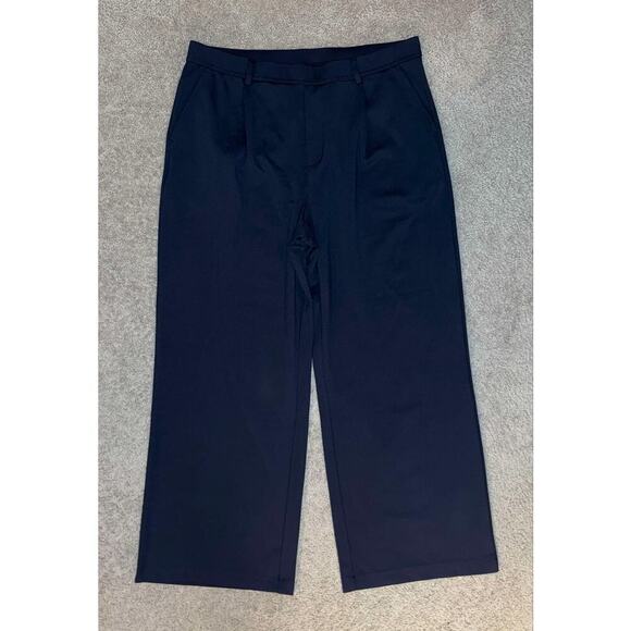 NWT Halara Pull On High Waisted Wide Leg Crop Trouser Pants Black Womens Size XL - Picture 2 of 9